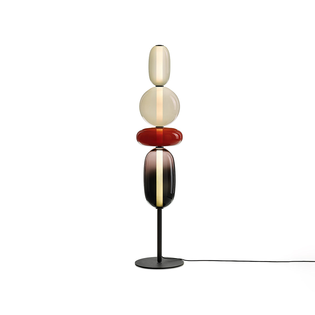 Lámpara de pie de vidrio soplado a mano con racimos de vidrio artísticos – Icono de estilo decorativo con LED integrado – Disponible en dos alturas