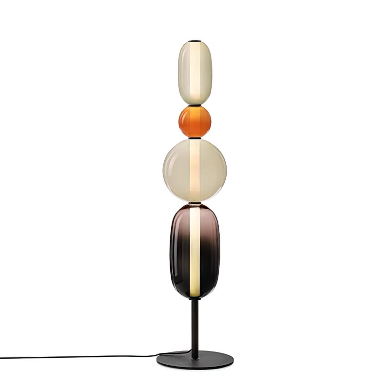 Lámpara de pie de vidrio soplado a mano con racimos de vidrio artísticos – Icono de estilo decorativo con LED integrado – Disponible en dos alturas