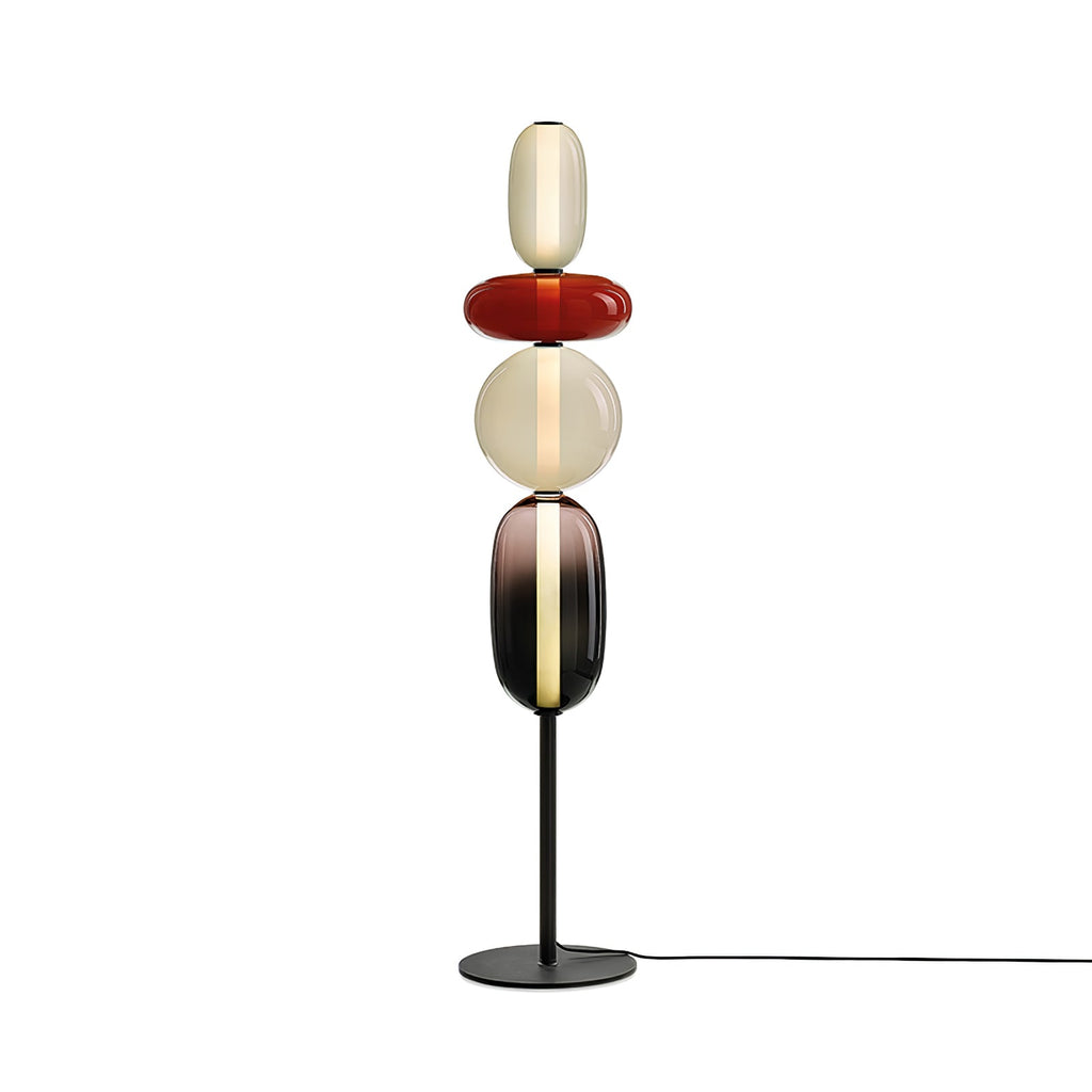 Lámpara de pie de vidrio soplado a mano con racimos de vidrio artísticos – Icono de estilo decorativo con LED integrado – Disponible en dos alturas