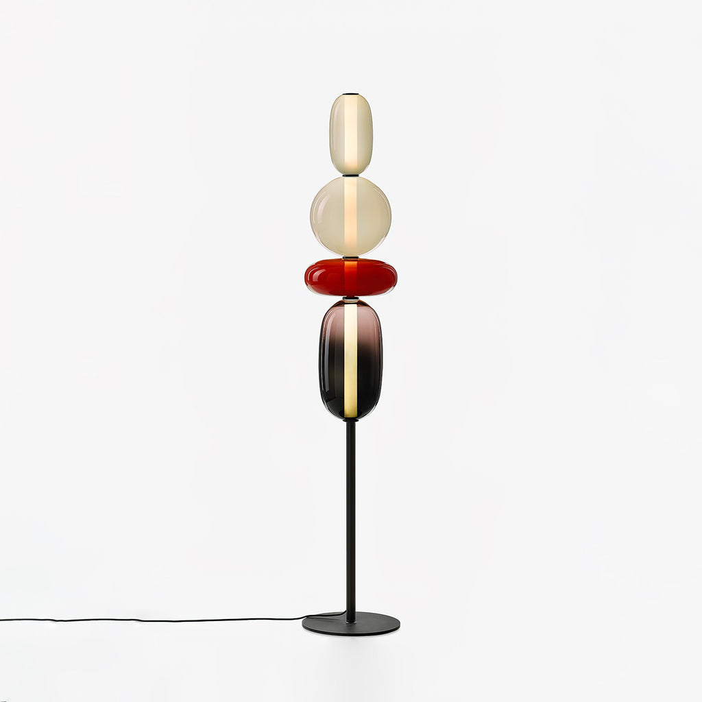 Lámpara de pie de vidrio soplado a mano con racimos de vidrio artísticos – Icono de estilo decorativo con LED integrado – Disponible en dos alturas
