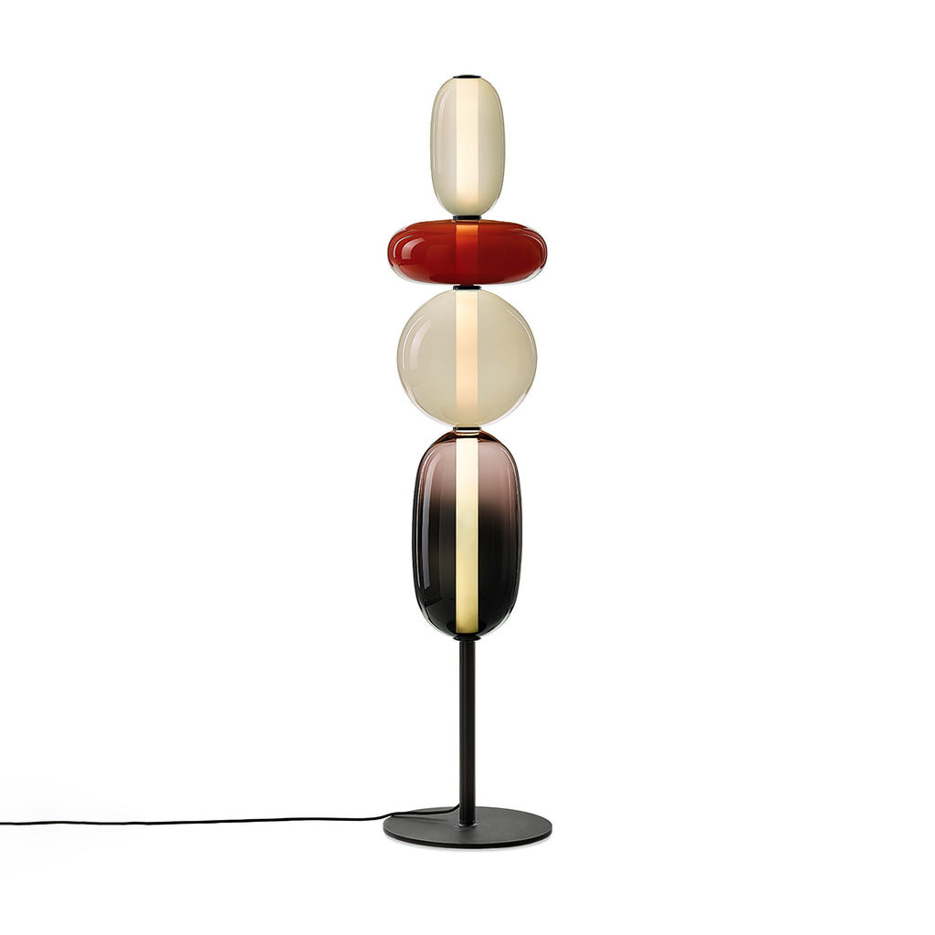 Lámpara de pie de vidrio soplado a mano con racimos de vidrio artísticos – Icono de estilo decorativo con LED integrado – Disponible en dos alturas