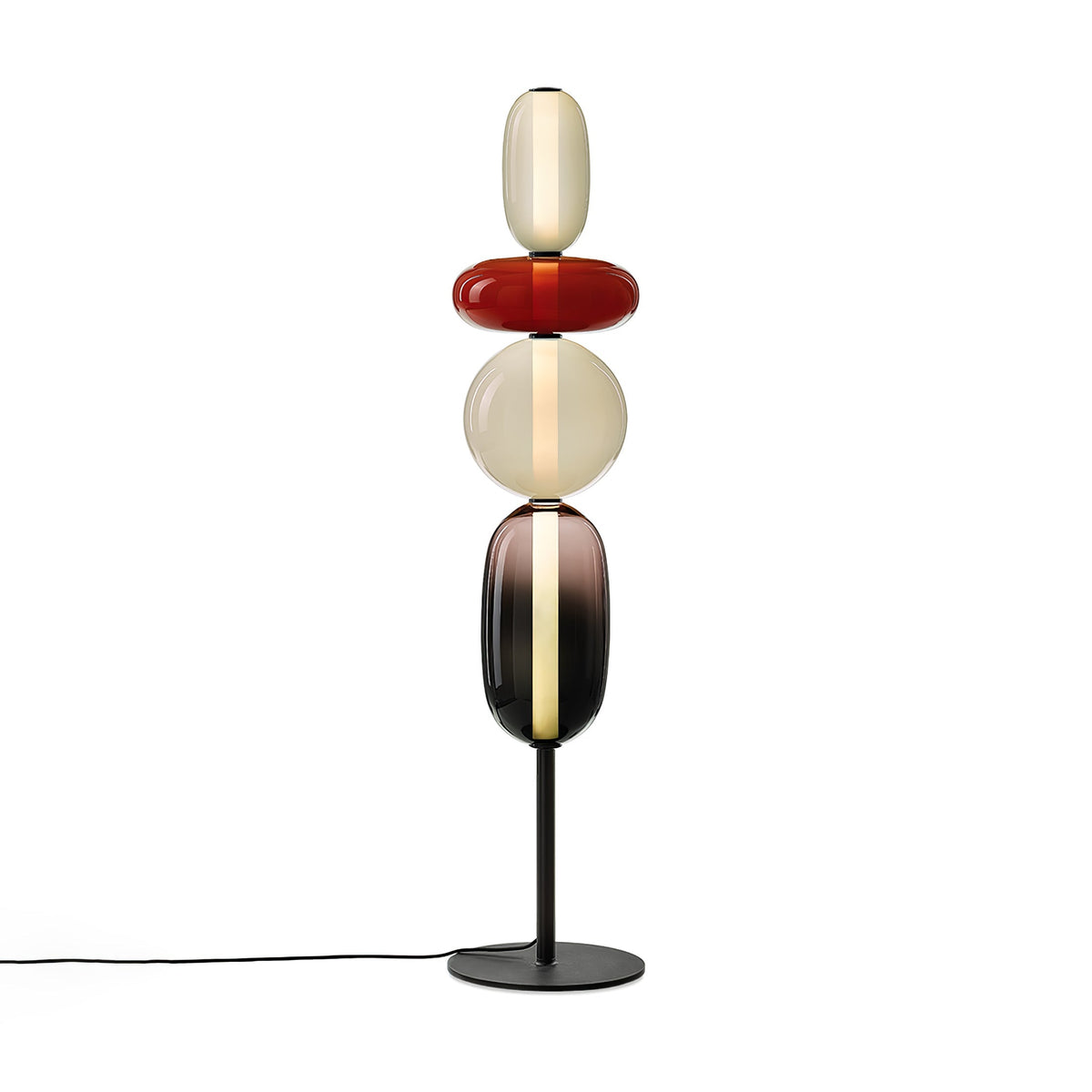 Lámpara de pie de vidrio soplado a mano con racimos de vidrio artísticos – Icono de estilo decorativo con LED integrado – Disponible en dos alturas