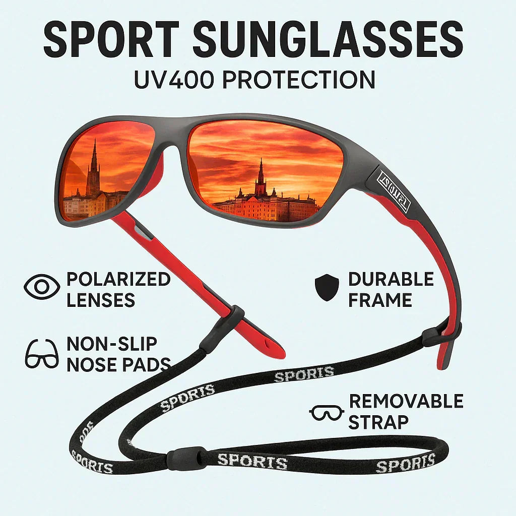 Zonas deportivas polarizadas – Protección UV400 – Diseño envolvente para actividades deportivas, rígidas y al aire libre | Lentes antirreflectantes