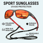 Zonas deportivas polarizadas – Protección UV400 – Diseño envolvente para actividades deportivas, rígidas y al aire libre | Lentes antirreflectantes