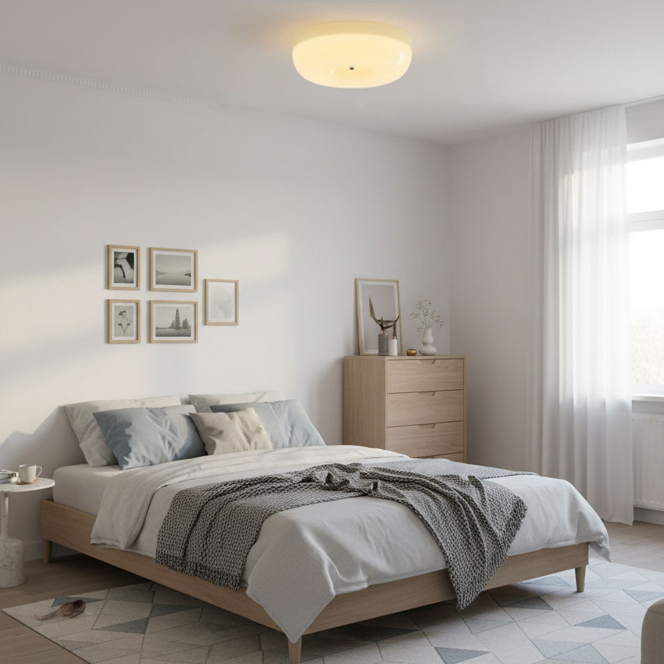 Lámpara de techo Melkglas 32–46 cm | Glazen Bol con acento plateado | Dimbare Plafondverlichting Warm Wit