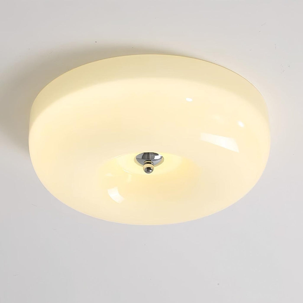 Lámpara de techo Melkglas 32–46 cm | Glazen Bol con acento plateado | Dimbare Plafondverlichting Warm Wit