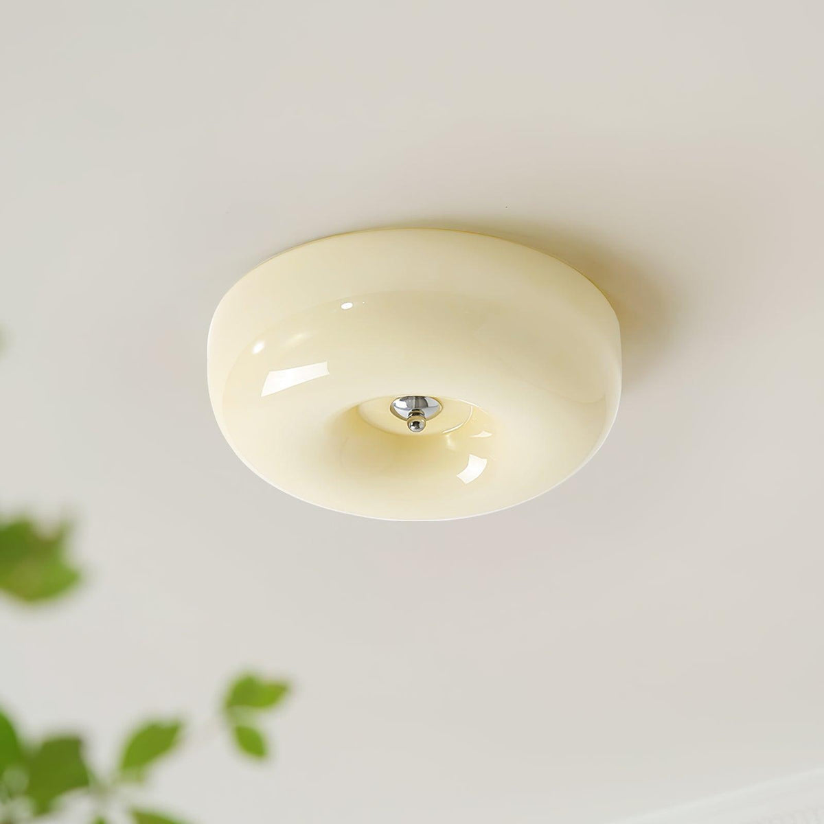 Lámpara de techo Melkglas 32–46 cm | Glazen Bol con acento plateado | Dimbare Plafondverlichting Warm Wit