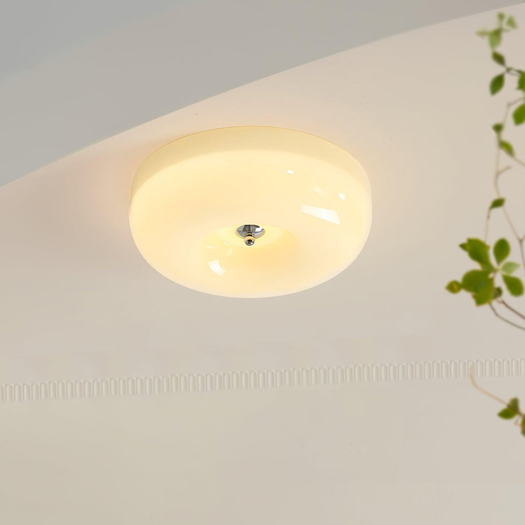 Lámpara de techo Melkglas 32–46 cm | Glazen Bol con acento plateado | Dimbare Plafondverlichting Warm Wit