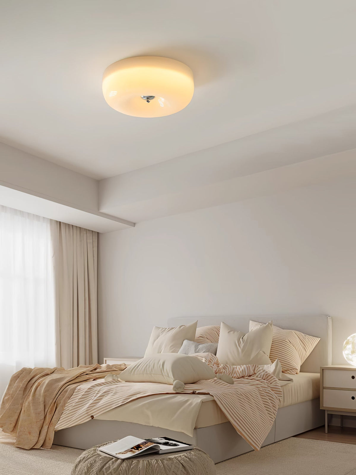 Lámpara de techo Melkglas 32–46 cm | Glazen Bol con acento plateado | Dimbare Plafondverlichting Warm Wit