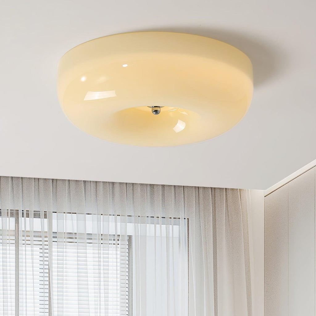 Lámpara de techo Melkglas 32–46 cm | Glazen Bol con acento plateado | Dimbare Plafondverlichting Warm Wit