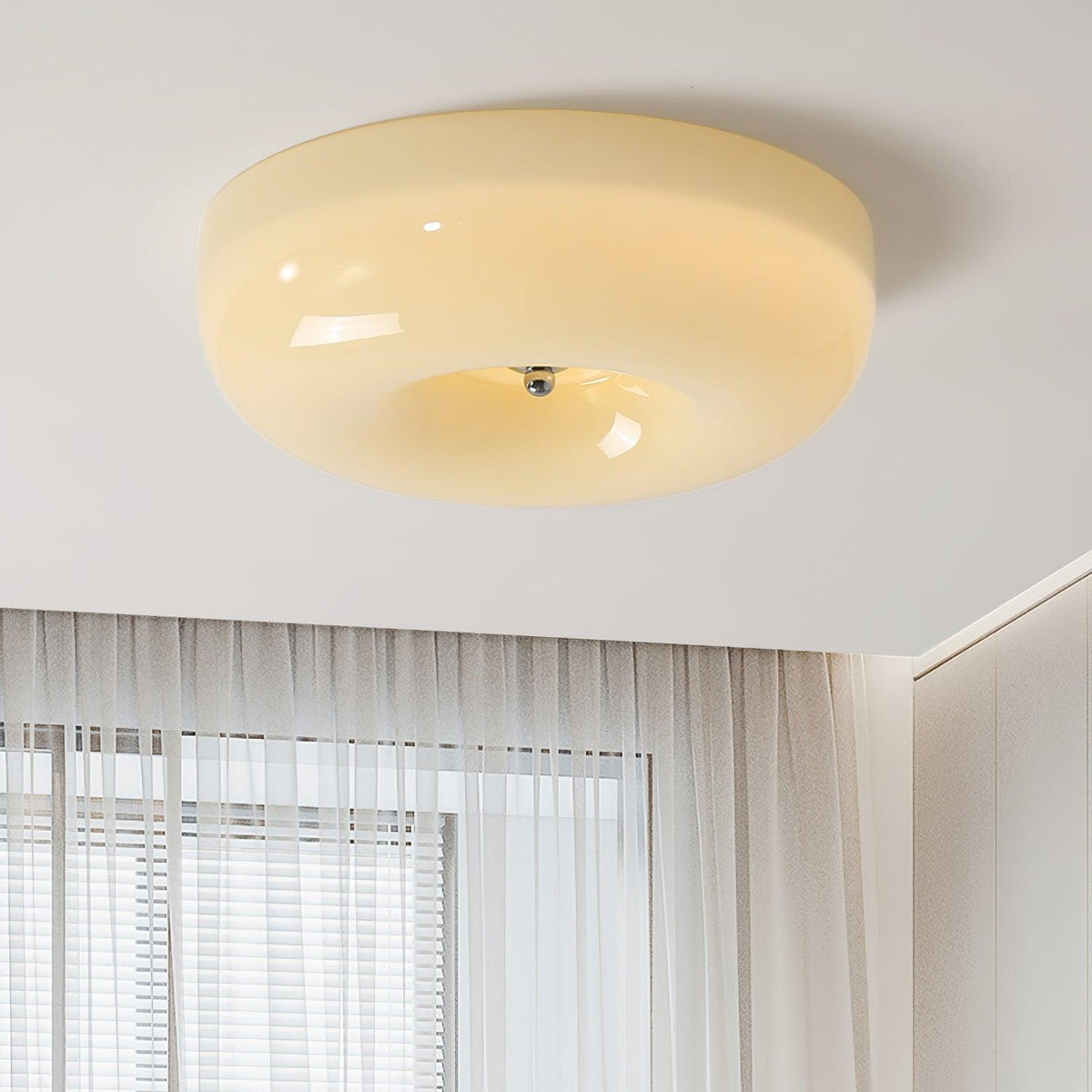 Lámpara de techo Melkglas 32–46 cm | Glazen Bol con acento plateado | Dimbare Plafondverlichting Warm Wit