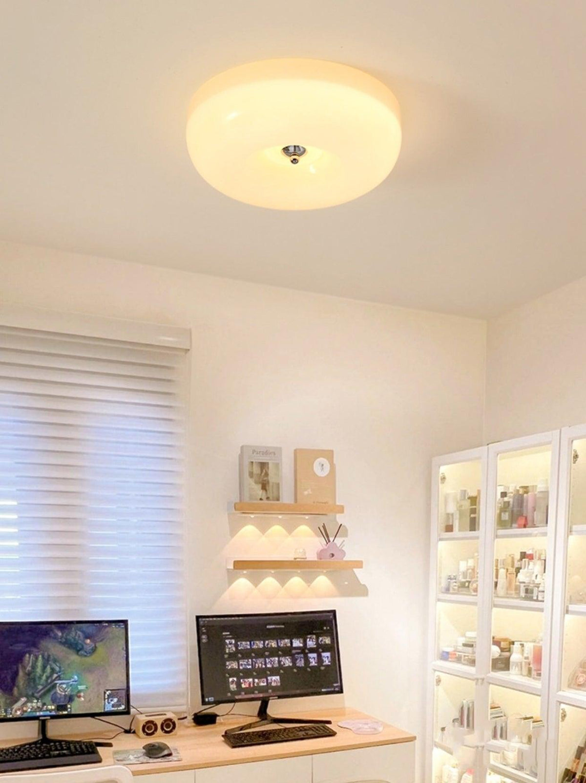 Lámpara de techo Melkglas 32–46 cm | Glazen Bol con acento plateado | Dimbare Plafondverlichting Warm Wit