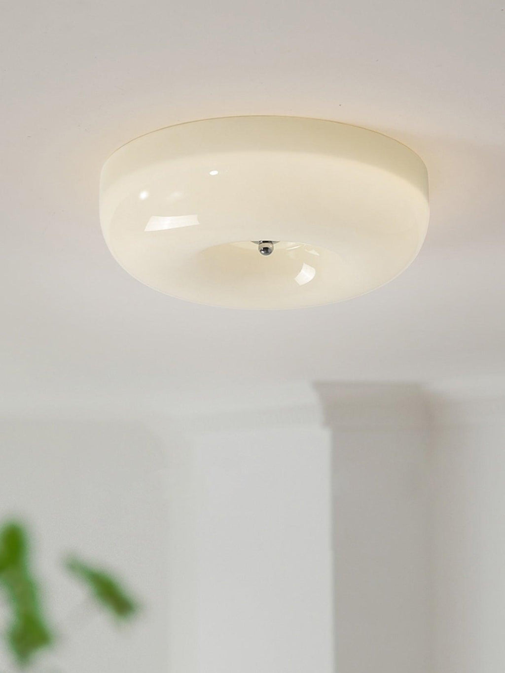 Lámpara de techo Melkglas 32–46 cm | Glazen Bol con acento plateado | Dimbare Plafondverlichting Warm Wit