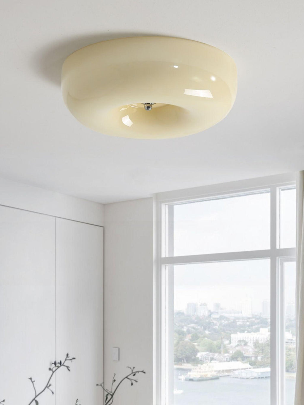 Lámpara de techo Melkglas 32–46 cm | Glazen Bol con acento plateado | Dimbare Plafondverlichting Warm Wit