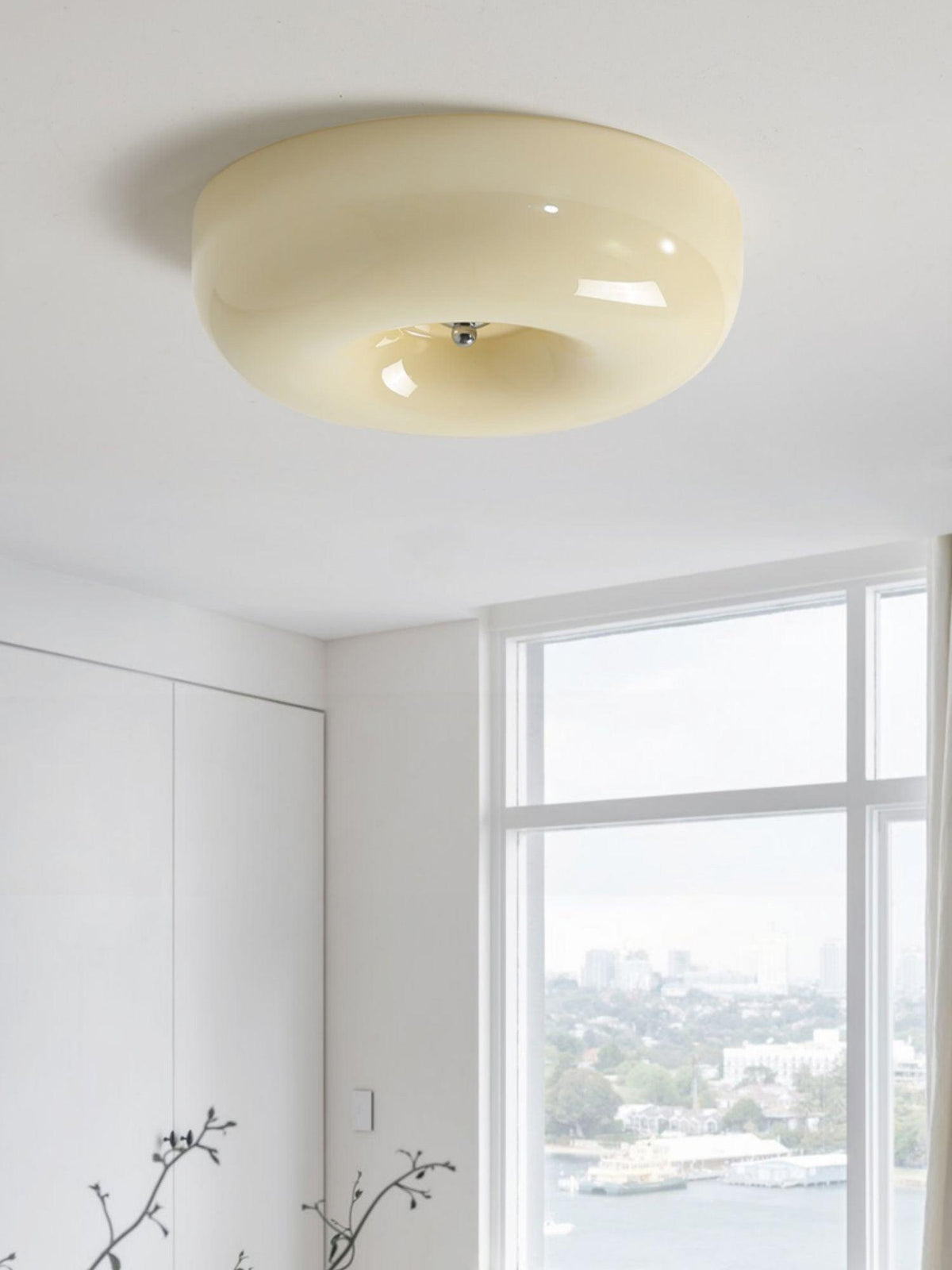 Lámpara de techo Melkglas 32–46 cm | Glazen Bol con acento plateado | Dimbare Plafondverlichting Warm Wit
