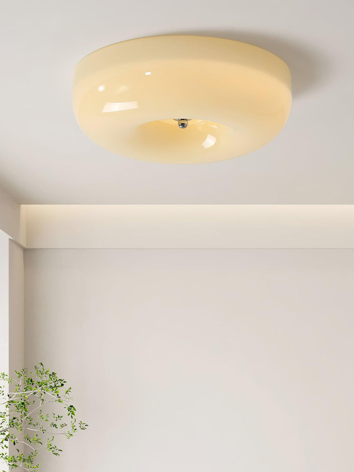 Lámpara de techo Melkglas 32–46 cm | Glazen Bol con acento plateado | Dimbare Plafondverlichting Warm Wit