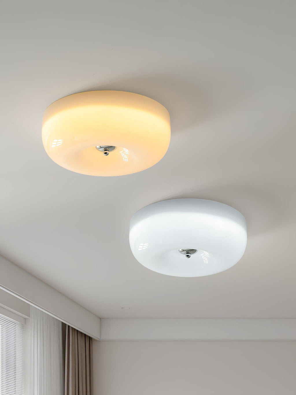 Lámpara de techo Melkglas 32–46 cm | Glazen Bol con acento plateado | Dimbare Plafondverlichting Warm Wit