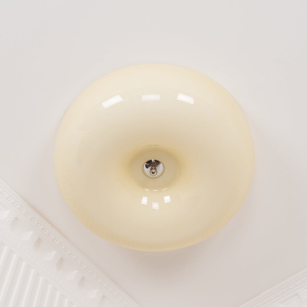 Lámpara de techo Melkglas 32–46 cm | Glazen Bol con acento plateado | Dimbare Plafondverlichting Warm Wit