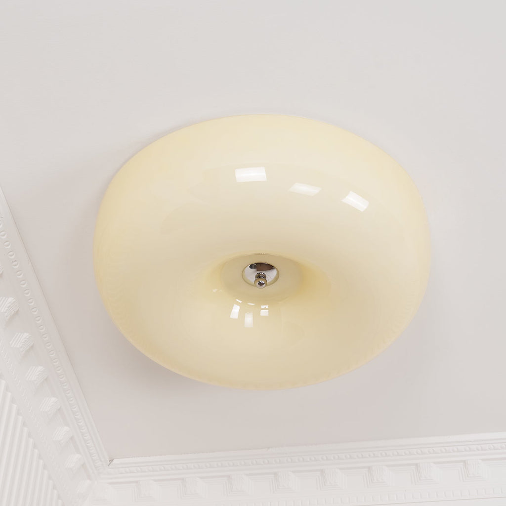 Lámpara de techo Melkglas 32–46 cm | Glazen Bol con acento plateado | Dimbare Plafondverlichting Warm Wit