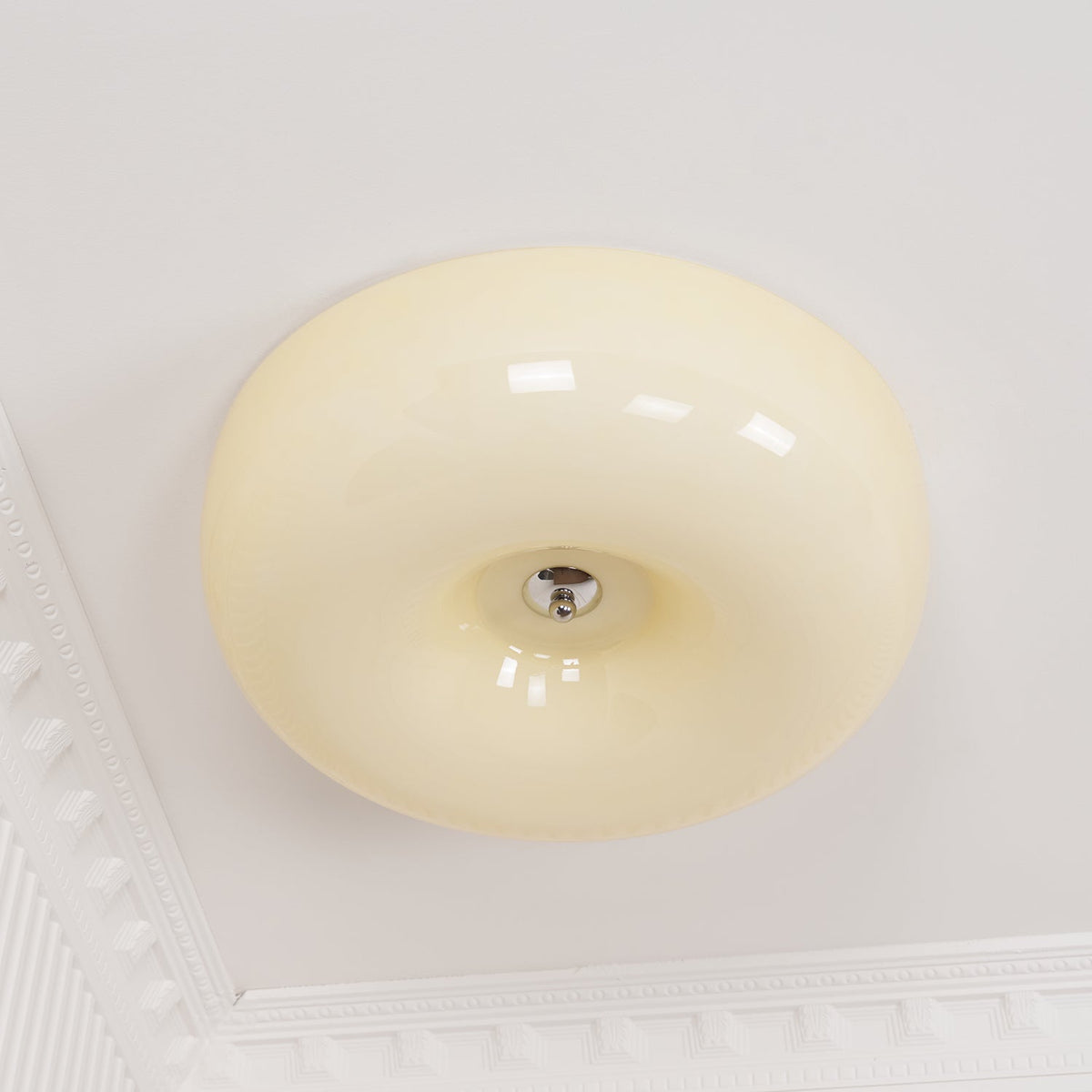 Lámpara de techo Melkglas 32–46 cm | Glazen Bol con acento plateado | Dimbare Plafondverlichting Warm Wit