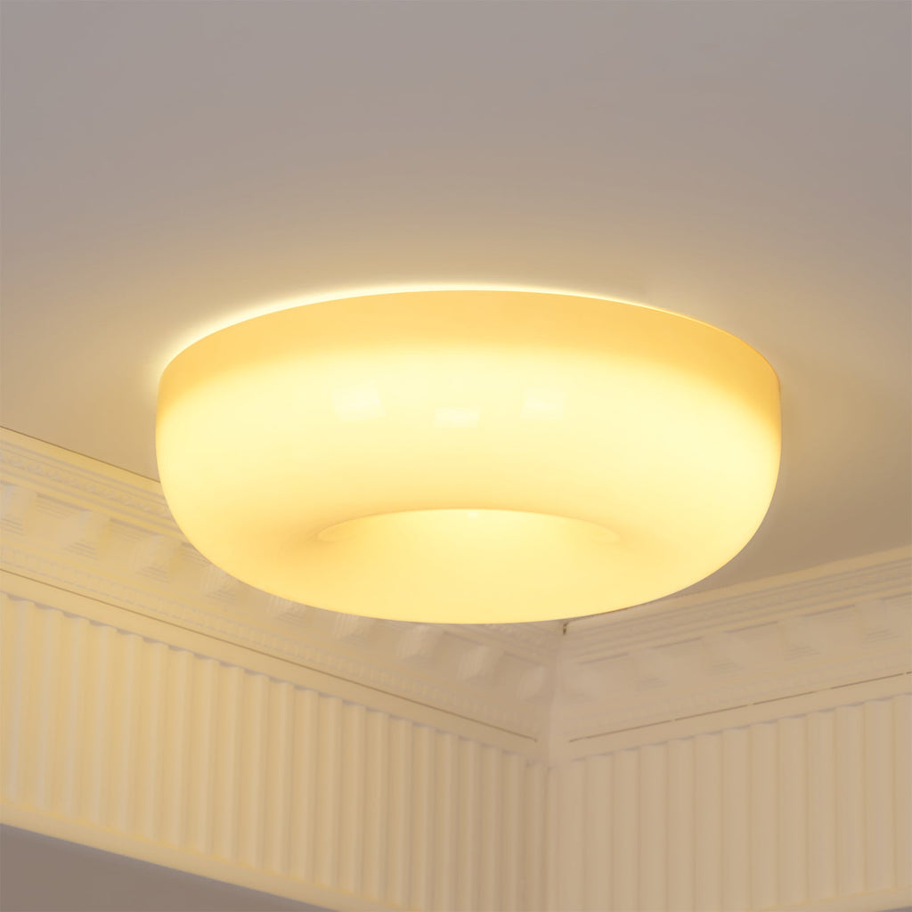 Lámpara de techo Melkglas 32–46 cm | Glazen Bol con acento plateado | Dimbare Plafondverlichting Warm Wit