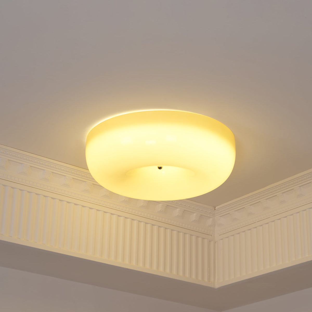 Lámpara de techo Melkglas 32–46 cm | Glazen Bol con acento plateado | Dimbare Plafondverlichting Warm Wit