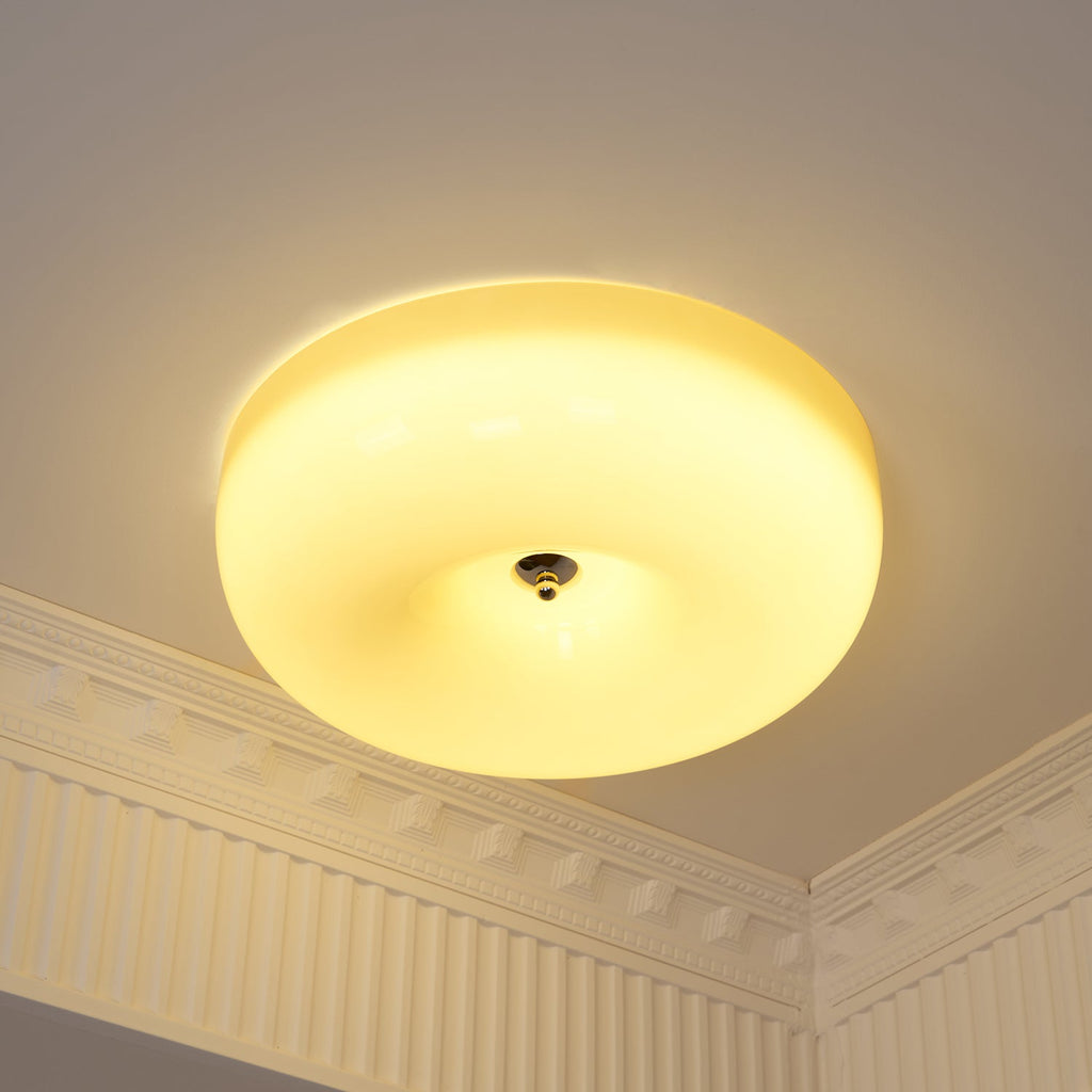 Lámpara de techo Melkglas 32–46 cm | Glazen Bol con acento plateado | Dimbare Plafondverlichting Warm Wit