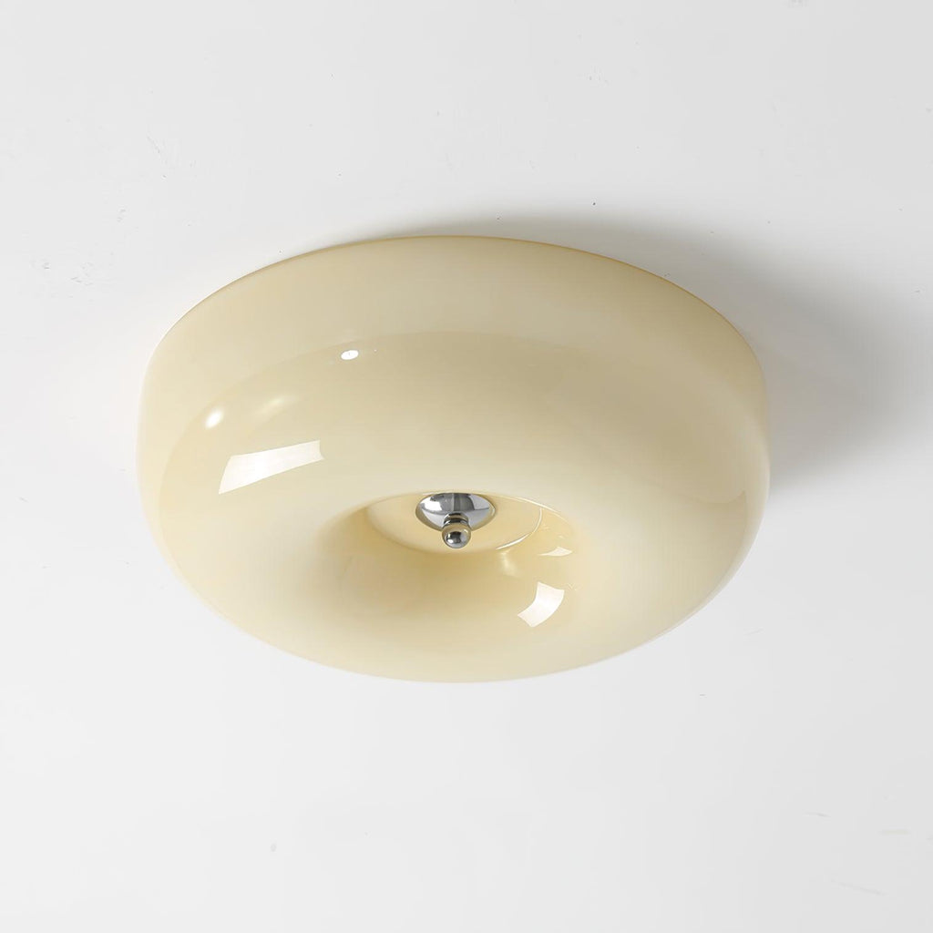 Lámpara de techo Melkglas 32–46 cm | Glazen Bol con acento plateado | Dimbare Plafondverlichting Warm Wit