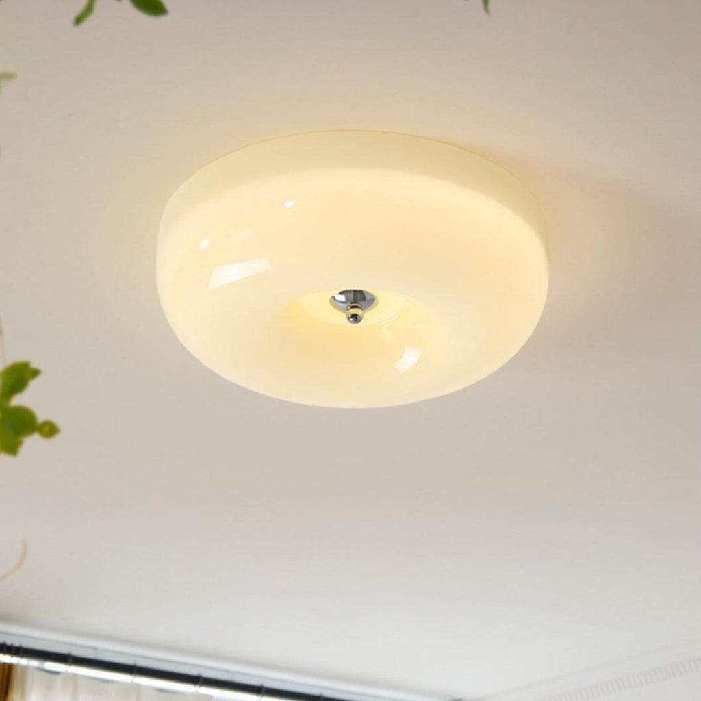 Lámpara de techo Melkglas 32–46 cm | Glazen Bol con acento plateado | Dimbare Plafondverlichting Warm Wit