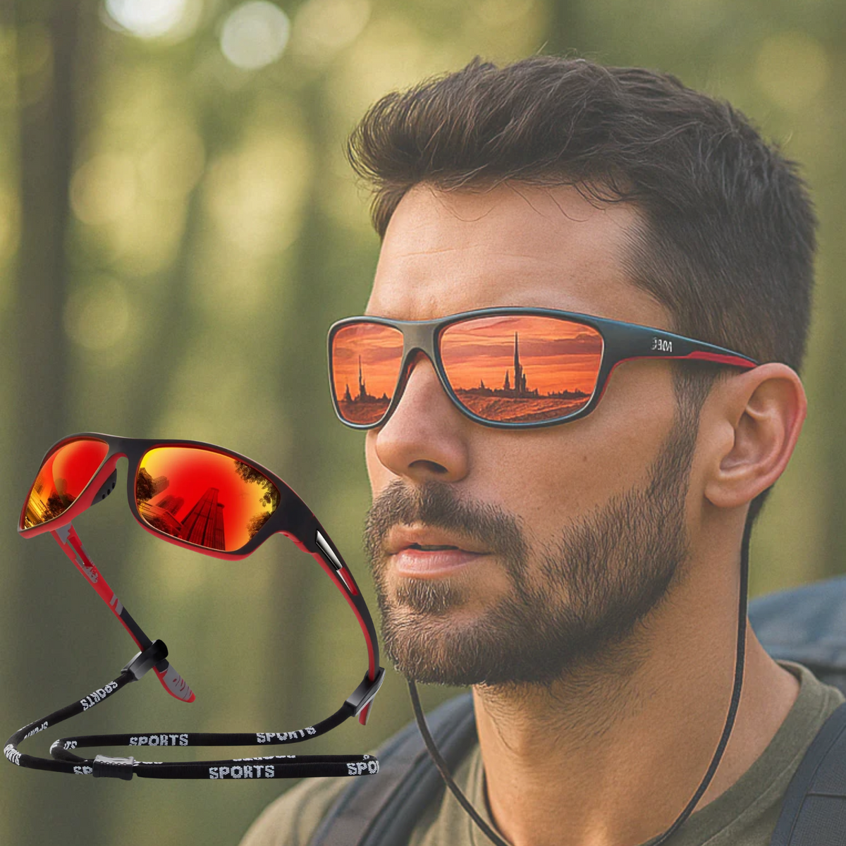 Zonas deportivas polarizadas – Protección UV400 – Diseño envolvente para actividades deportivas, rígidas y al aire libre | Lentes antirreflectantes