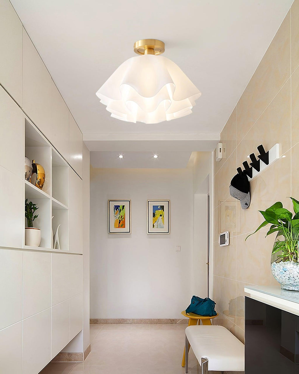 Lámpara de techo Modern Gevouwen Design Acryl Koper E27 LED Woonkamer