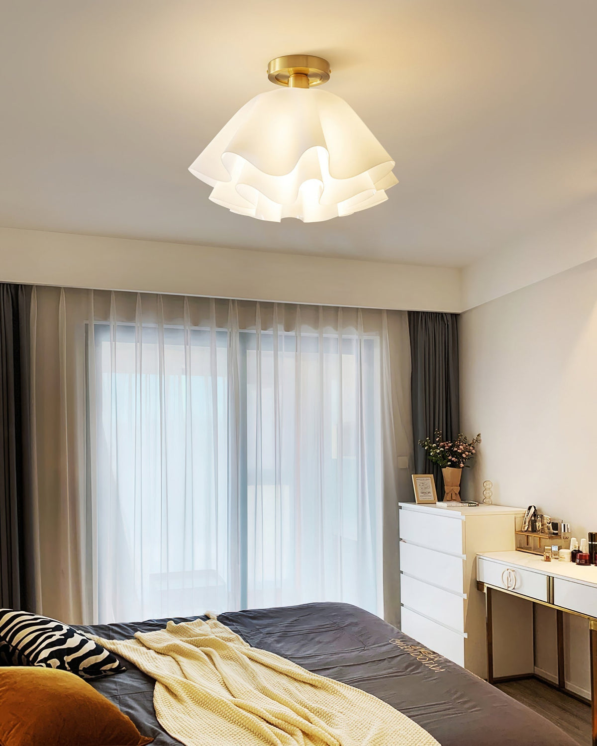 Lámpara de techo Modern Gevouwen Design Acryl Koper E27 LED Woonkamer