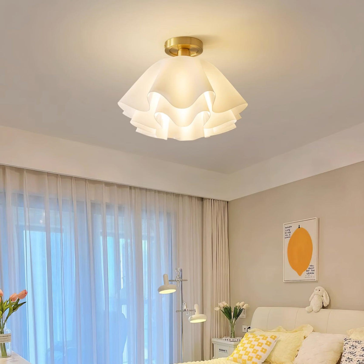 Lámpara de techo Modern Gevouwen Design Acryl Koper E27 LED Woonkamer