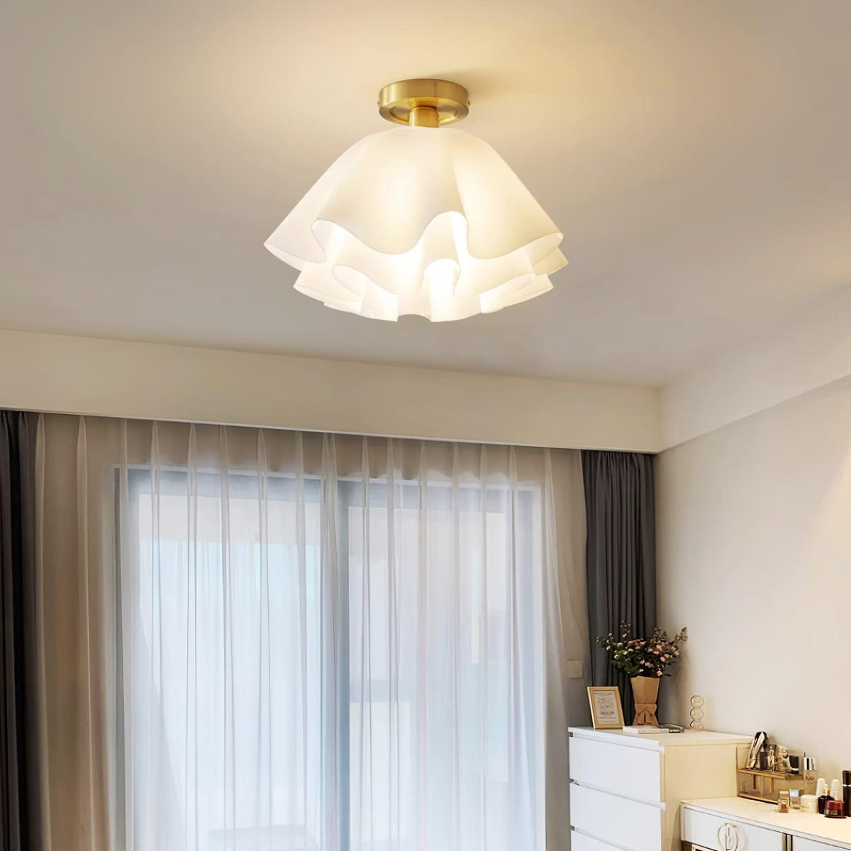 Lámpara de techo Modern Gevouwen Design Acryl Koper E27 LED Woonkamer