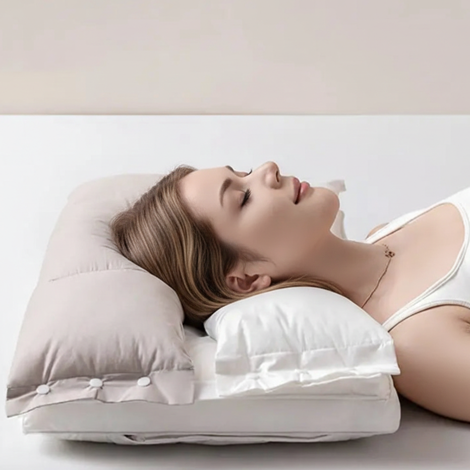 Almohada cervical ergonómica ajustable unisex con doble capa para viajes