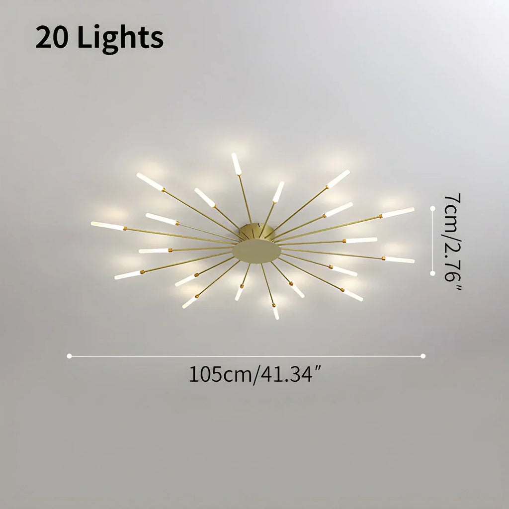 Lámpara de techo con forma de estrella de fuegos artificiales