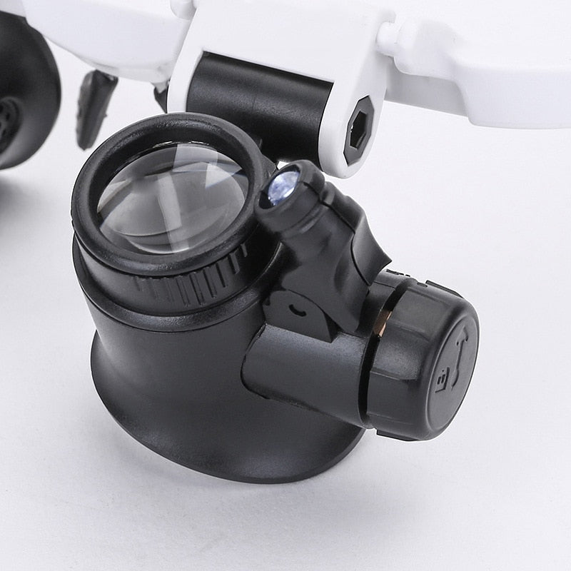 Gafas lupa profesionales con luz LED y 3 niveles de aumento