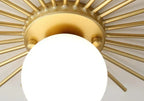 Lámpara de techo Sunburst | Lámpara de globo de metal dorado