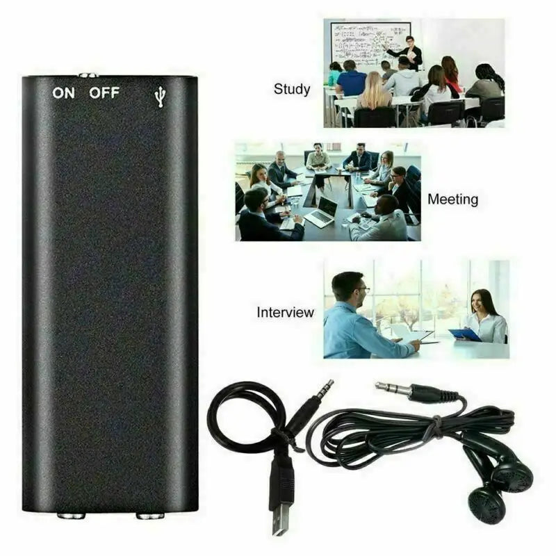 Grabadora de voz ultradelgada, mini dictáfono digital compacto