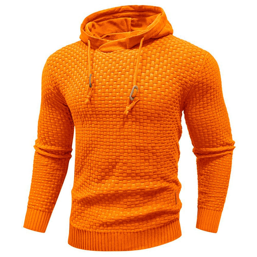 Sudadera con capucha robusta para hombre con textura de gofre: cálida, duradera y cómoda.