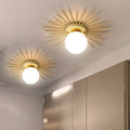 Lámpara de techo Sunburst | Lámpara de globo de metal dorado