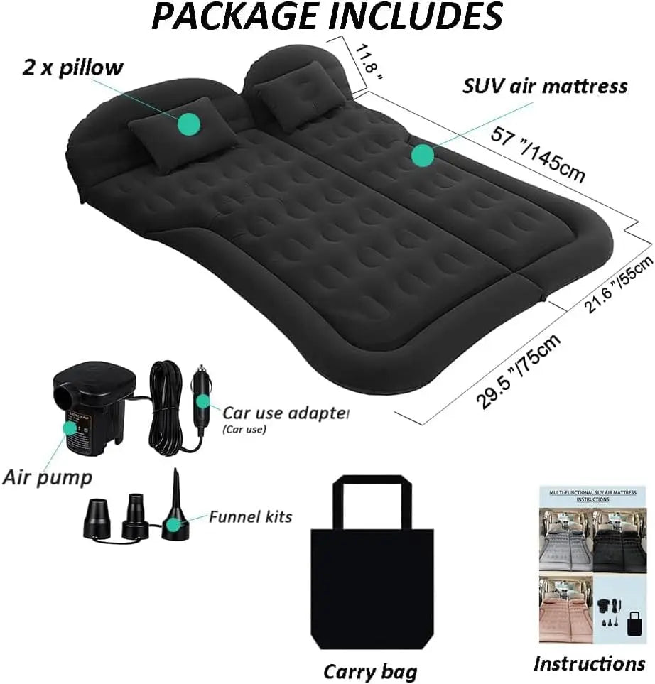 ComfortNest | Colchón inflable portátil para coche con diseño resistente | Cama plegable para viajes y uso al aire libre