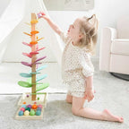 Torre de sonido arcoíris de madera, juego sensorial educativo