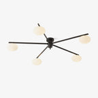 Lámpara de techo con globos de cristal ovalados y brazos delgados – Diseño moderno de perfil bajo para techos bajos en negro o latón – Casquillo G9 –