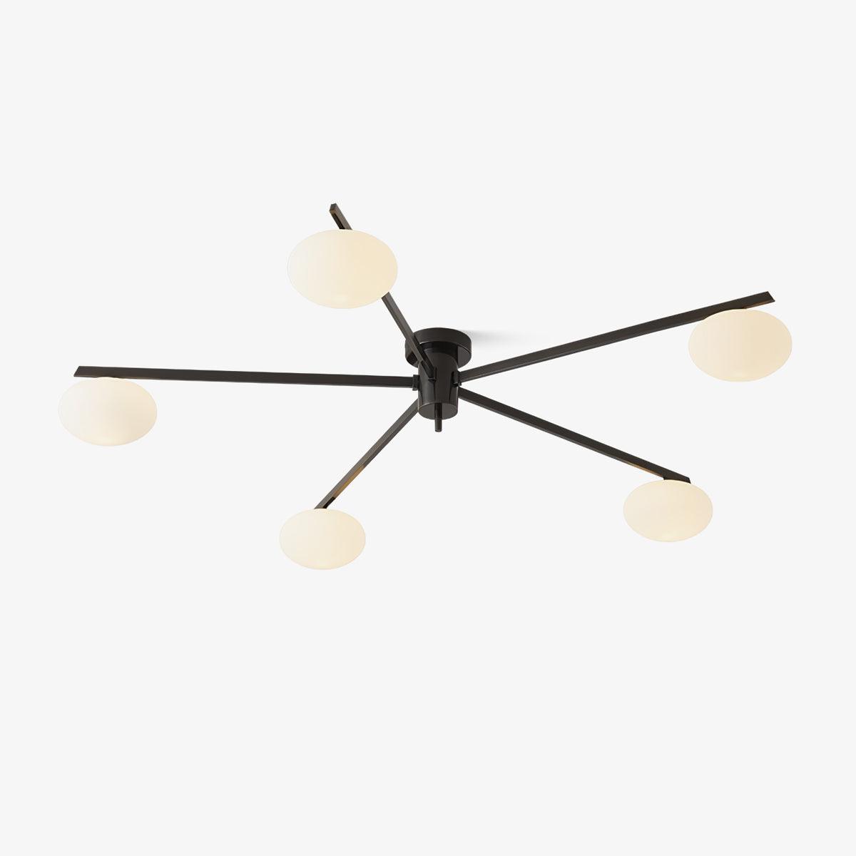 Lámpara de techo con globos de cristal ovalados y brazos delgados – Diseño moderno de perfil bajo para techos bajos en negro o latón – Casquillo G9 –