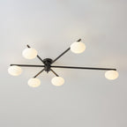 Lámpara de techo con globos de cristal ovalados y brazos delgados – Diseño moderno de perfil bajo para techos bajos en negro o latón – Casquillo G9 –