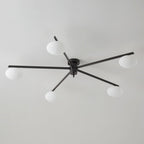 Lámpara de techo con globos de cristal ovalados y brazos delgados – Diseño moderno de perfil bajo para techos bajos en negro o latón – Casquillo G9 –