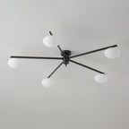 Lámpara de techo con globos de cristal ovalados y brazos delgados – Diseño moderno de perfil bajo para techos bajos en negro o latón – Casquillo G9 –
