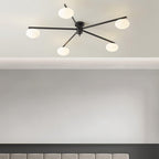 Lámpara de techo con globos de cristal ovalados y brazos delgados – Diseño moderno de perfil bajo para techos bajos en negro o latón – Casquillo G9 –