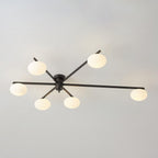 Lámpara de techo con globos de cristal ovalados y brazos delgados – Diseño moderno de perfil bajo para techos bajos en negro o latón – Casquillo G9 –